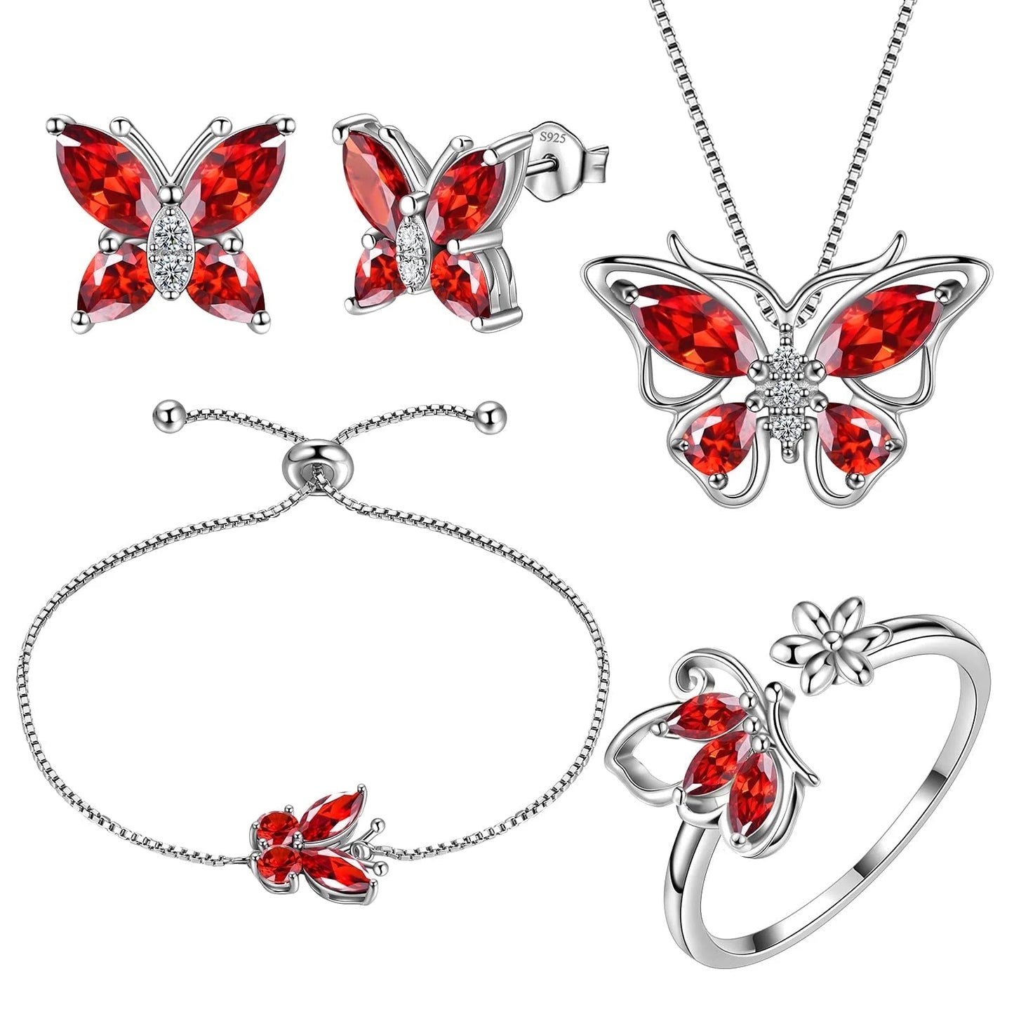 Blue Butterfly Jewelry Tanzanite December Birthstone Jewelry Set Fine Necklace/Earrings 925 Sterling Silver Women Birthday Mother'S Day Christmas Gift