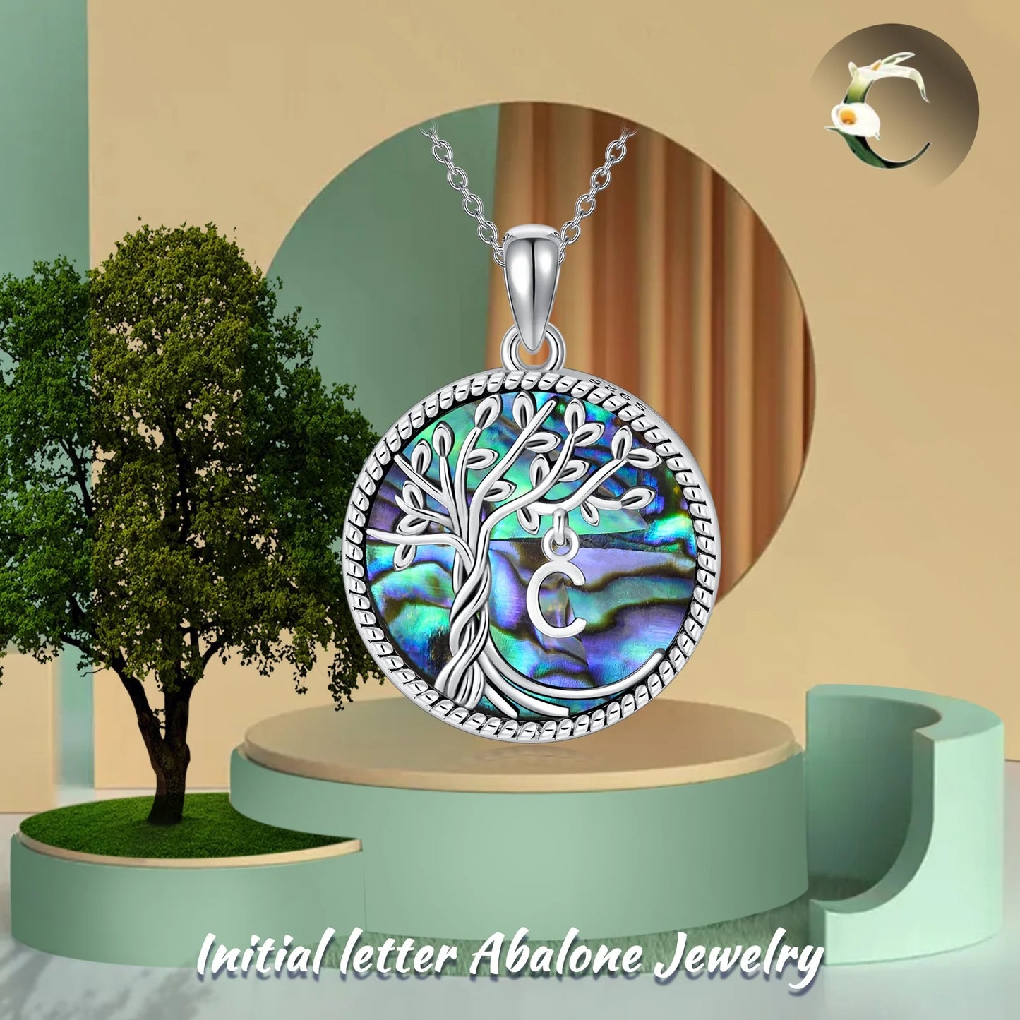 Mother'S Day Gifts for Women S925 Sterling Silver with C Initial Letter Tree of Life Necklace Family Tree Pendant Abalone Shell Jewelry Mothers Day Gifts for Mom