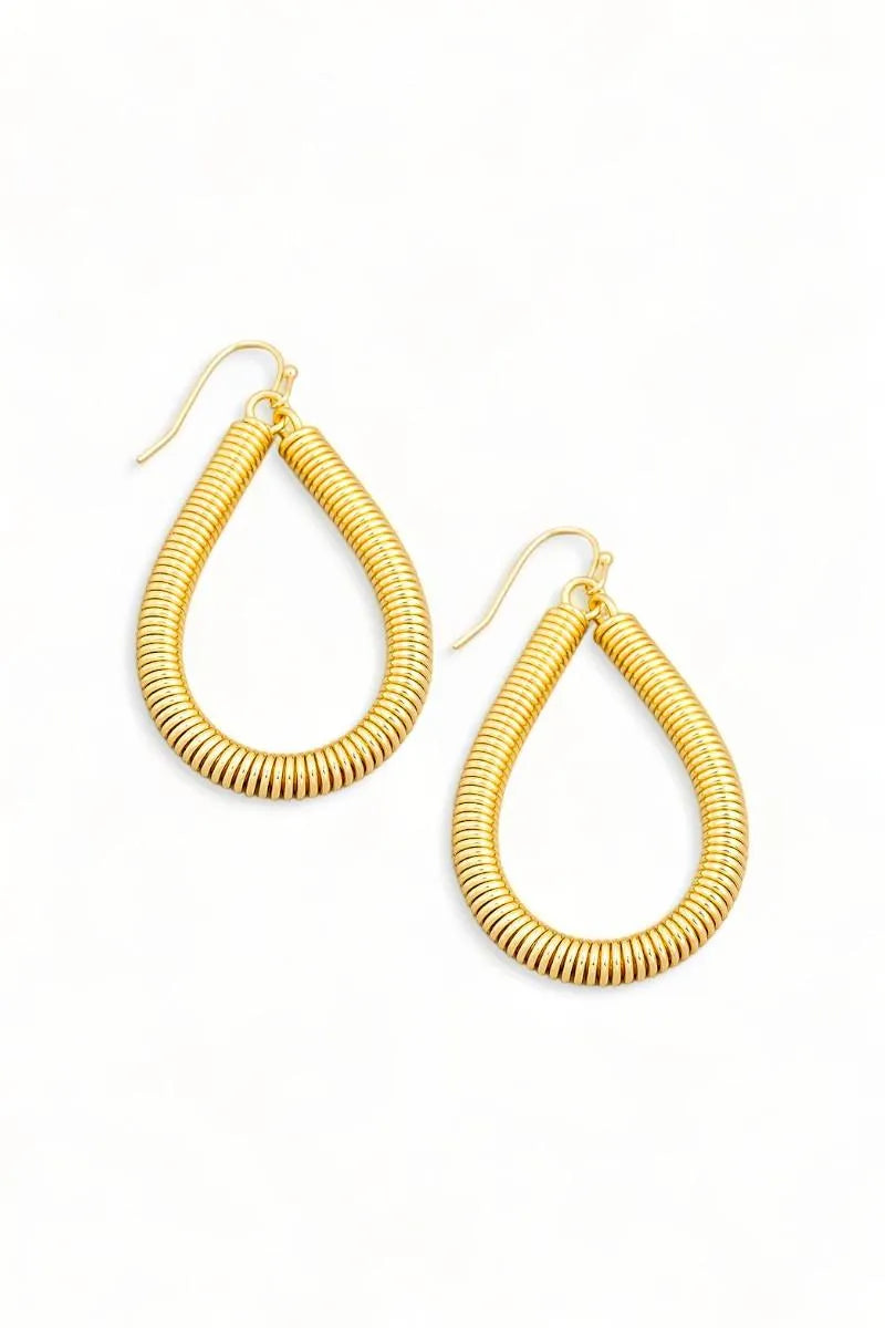 Coil Spring Teardrop Wire Hoop Earrings