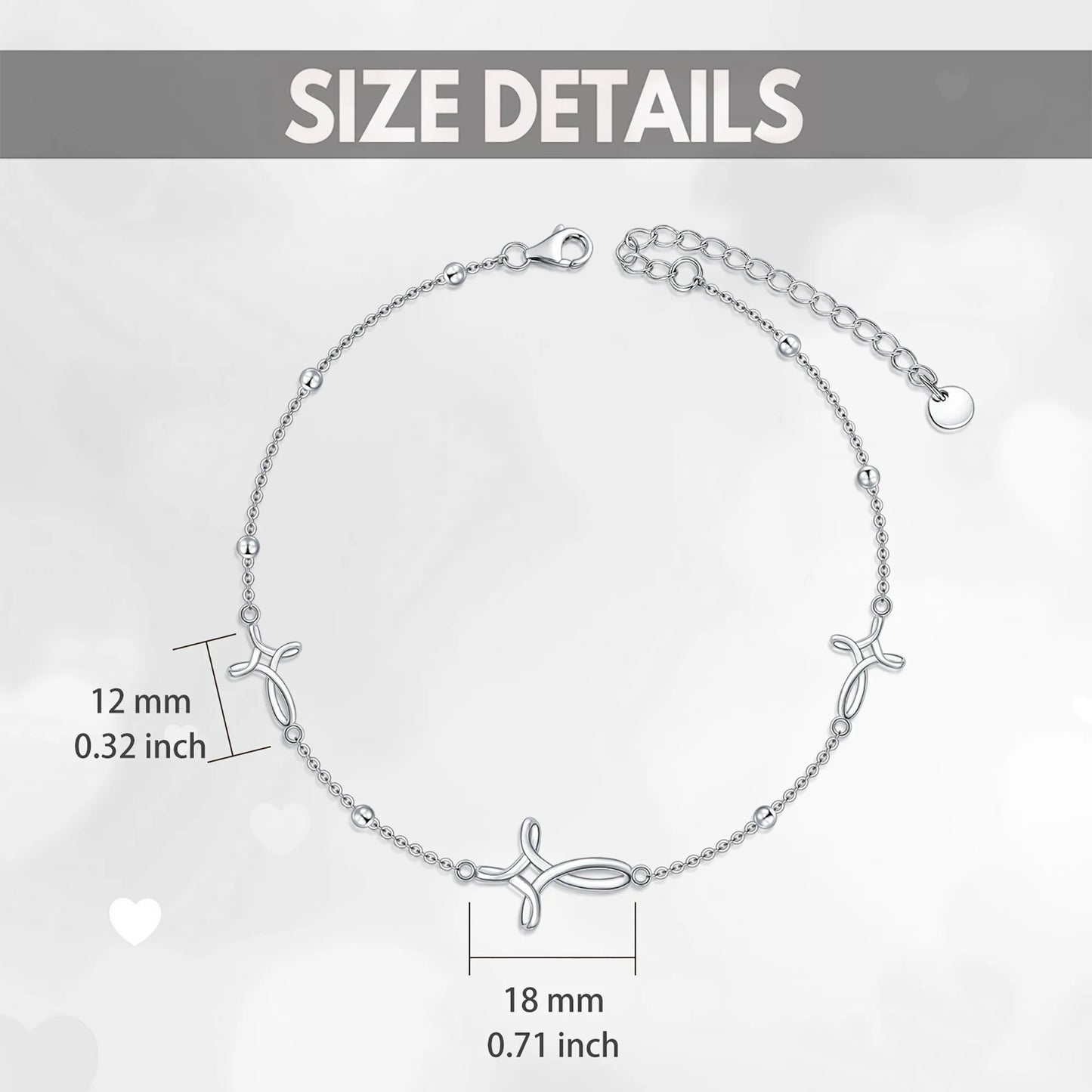 Mothers Day Gifts S925 Sterling Silver Cross Celtic Knot Ankle Bracelets Mothers Day Gifts for Mom