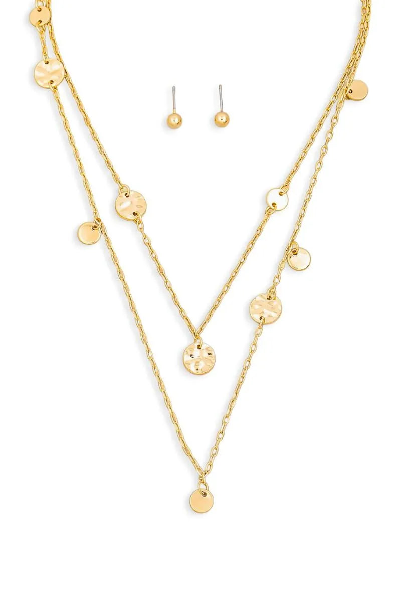 Layered Chain Coin Station Necklace Ball Jewelry Sets