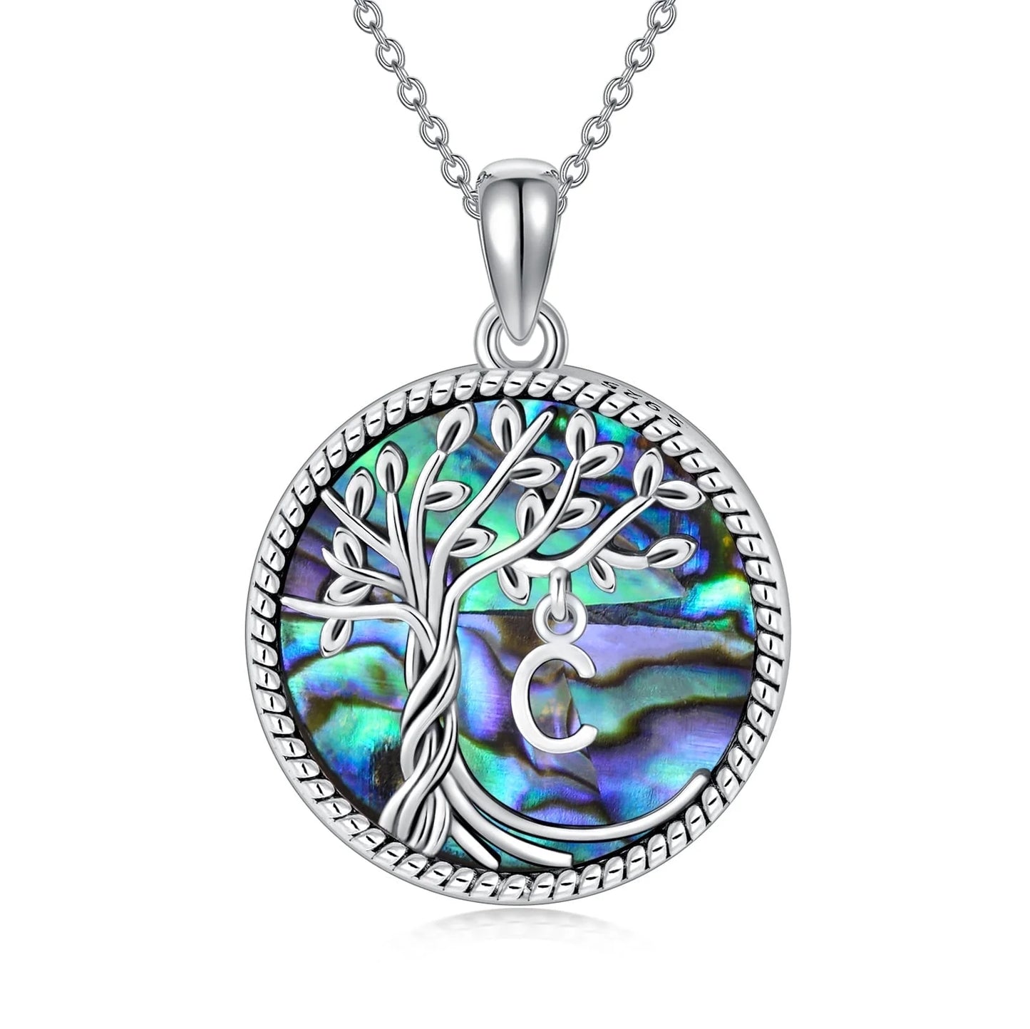 Mother'S Day Gifts for Women S925 Sterling Silver with C Initial Letter Tree of Life Necklace Family Tree Pendant Abalone Shell Jewelry Mothers Day Gifts for Mom