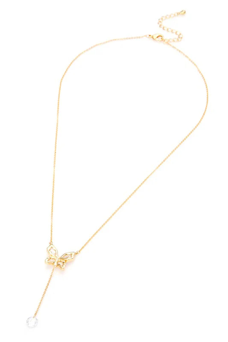 Cubic Zirconia Dorp Butterfly Pendant Necklace