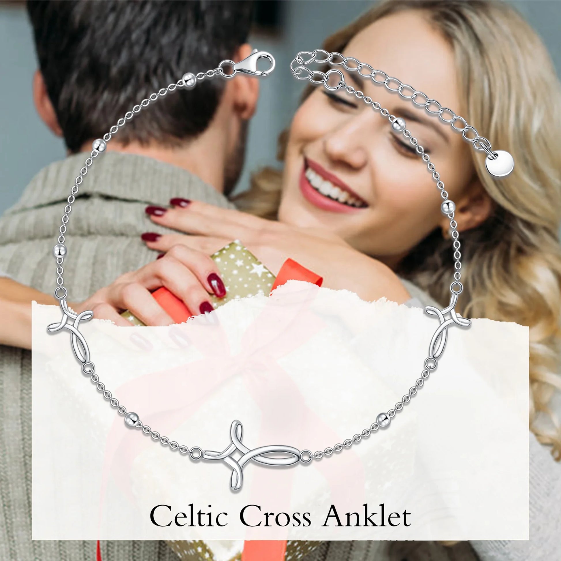Mothers Day Gifts S925 Sterling Silver Cross Celtic Knot Ankle Bracelets Mothers Day Gifts for Mom