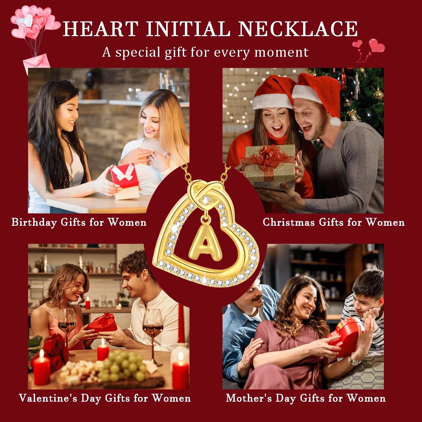 14K Rose Gold Plated Love Heart Initial Necklaces for Women Girlfriend Mom Wife Daughter CZ Hypoallergenic Bubble Letter F Necklace Pendant Birthday Mother'S Day Jewelry Gifts for Her