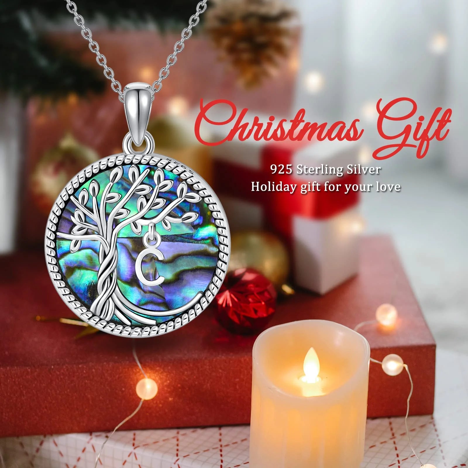 Mother'S Day Gifts for Women S925 Sterling Silver with C Initial Letter Tree of Life Necklace Family Tree Pendant Abalone Shell Jewelry Mothers Day Gifts for Mom