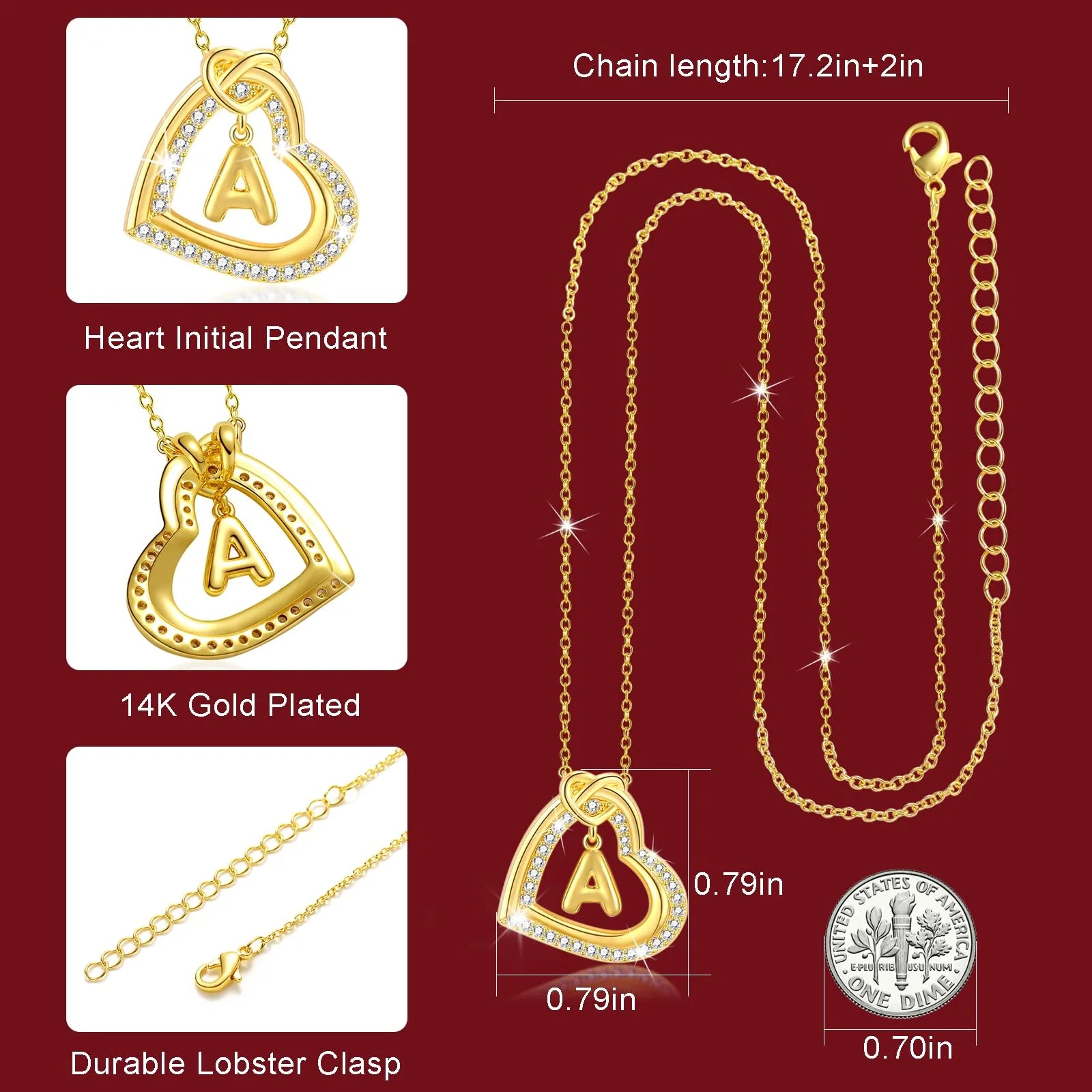 14K Rose Gold Plated Love Heart Initial Necklaces for Women Girlfriend Mom Wife Daughter CZ Hypoallergenic Bubble Letter F Necklace Pendant Birthday Mother'S Day Jewelry Gifts for Her