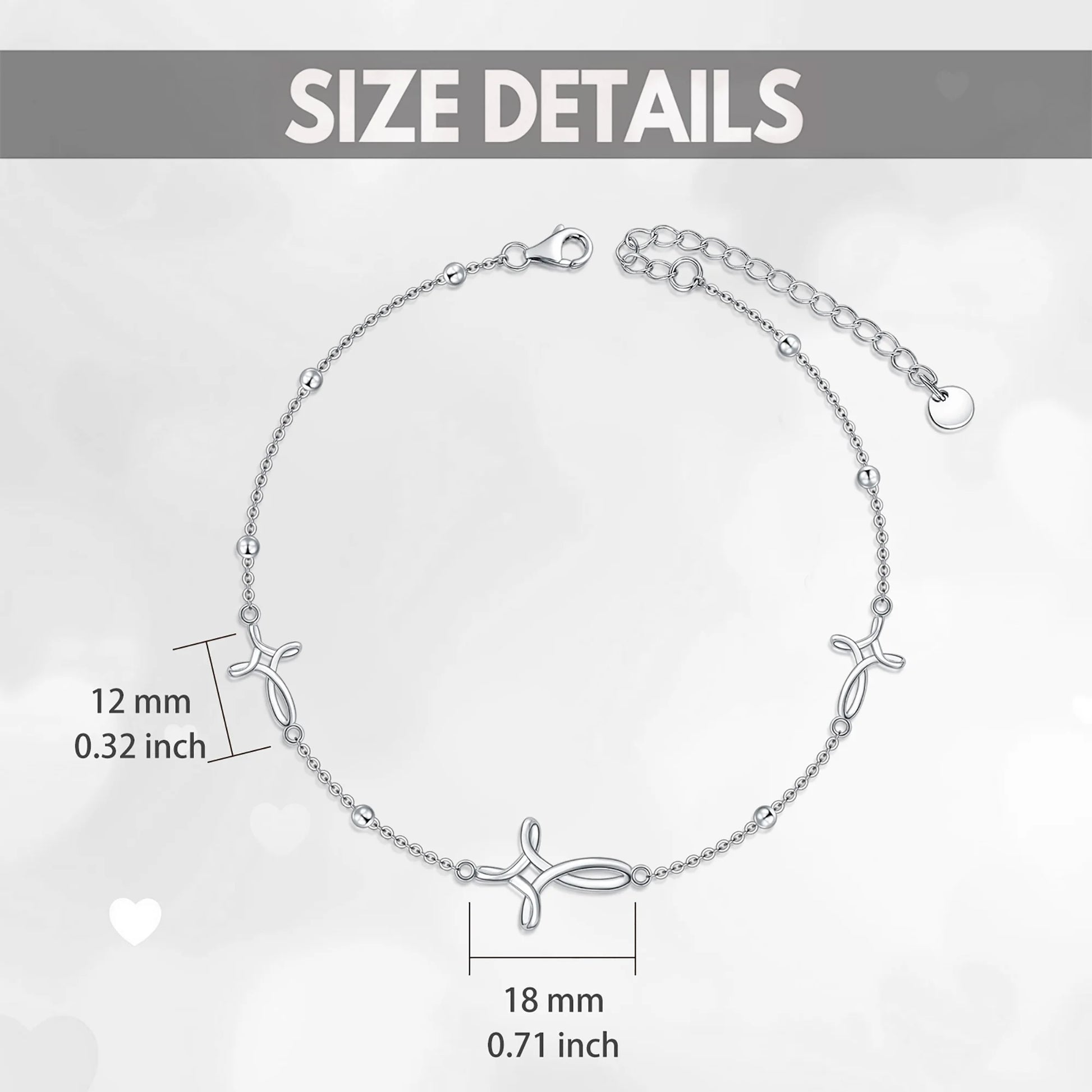 Mothers Day Gifts S925 Sterling Silver Cross Celtic Knot Ankle Bracelets Mothers Day Gifts for Mom